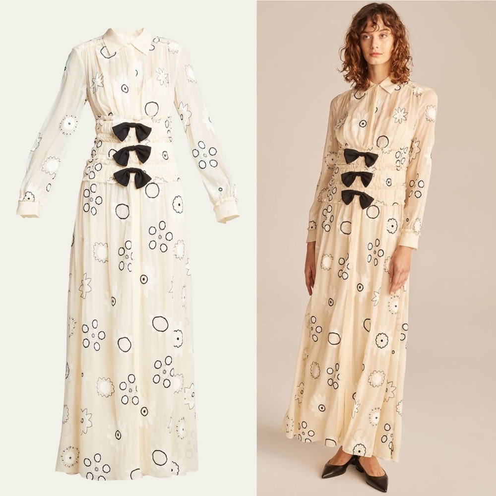 Rebecca Taylor Cream and Black Maxi Dress
